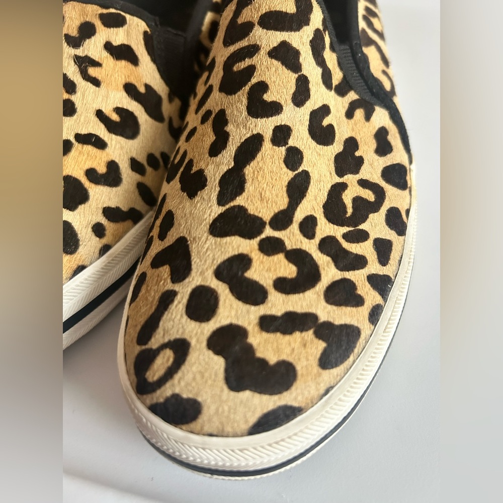 Keds x Kate Spade Double Decker Sneakers Leopard Pony Tan Slip On 7.5 - Picture 4 of 11